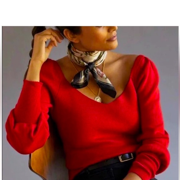 Anthropologie Sweetheart Puff-Sleeved Sweater - Picture 1 of 8